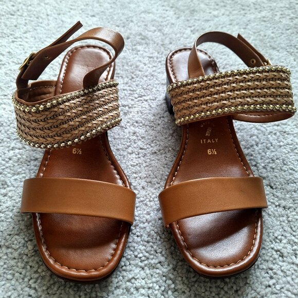 Tan Braided Ankle Strap Sandals – Size 6.5 – Minimalist Summer Sandals - Picture 1 of 4